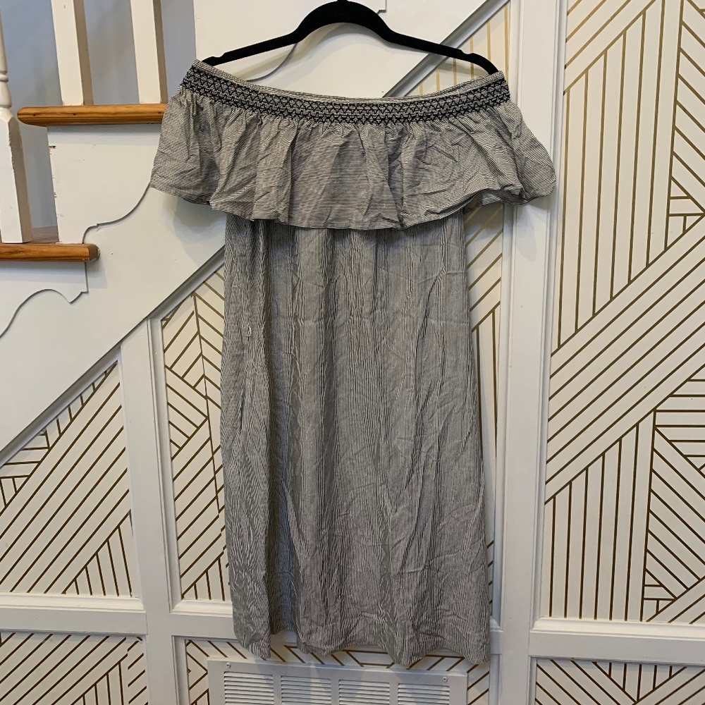 Loft Striped Off the Shoulder Dress NWT